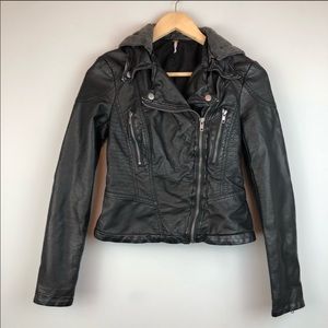 Free People vegan distressed leather Moto jacket